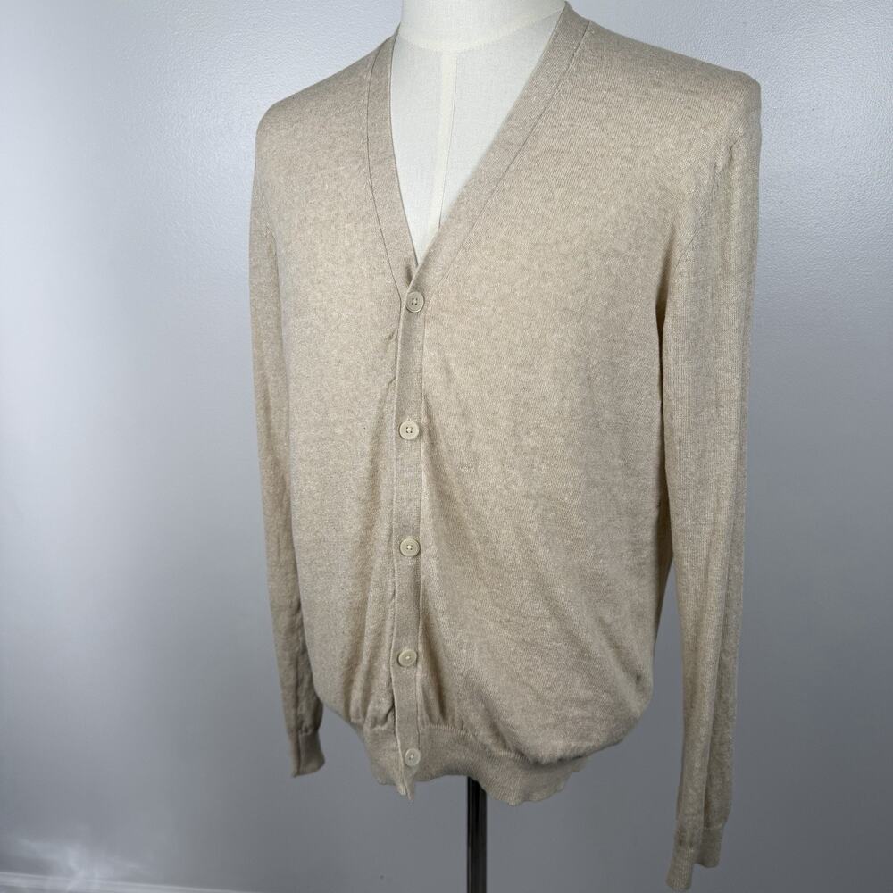 Uniqlo Men’s Medium Beige Linen Blend Cardigan Button Front Lightweight